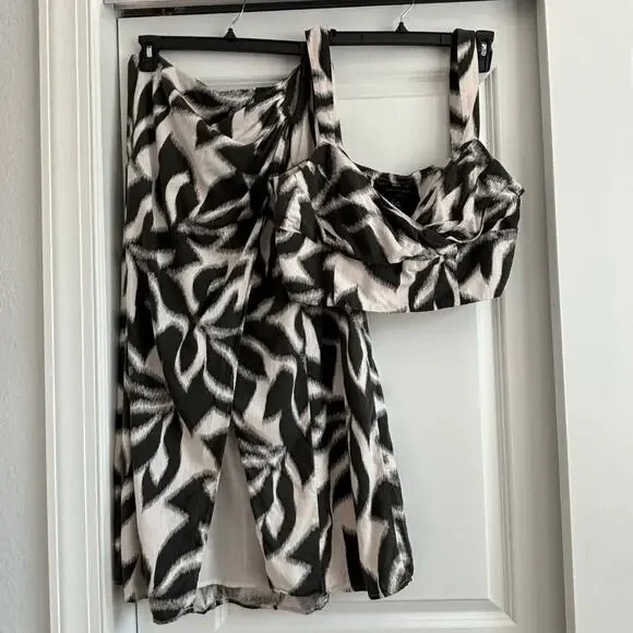 Banana Republic Women’s Linen Blend Tulip Matching Skirt Top Set 14-16 Tropical - Picture 2 of 16